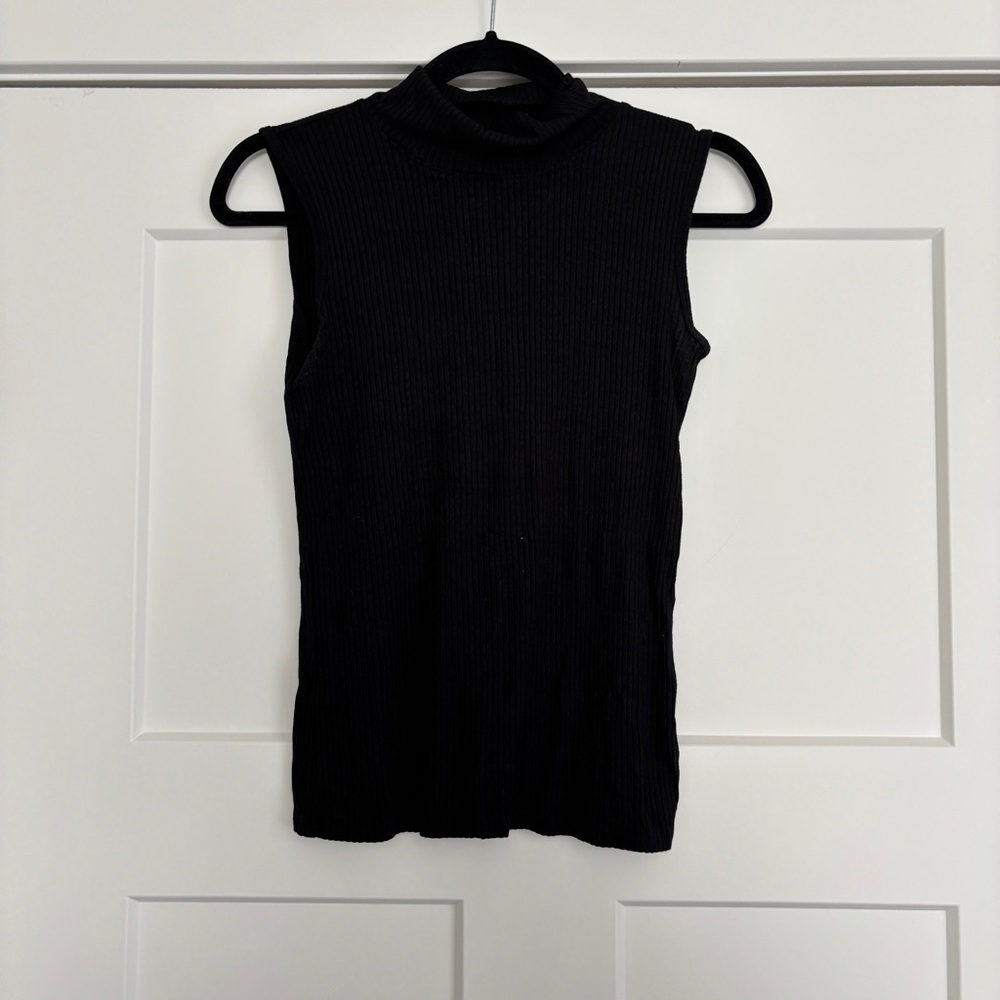 Rachel Zoe Black Ribbed Tank Top